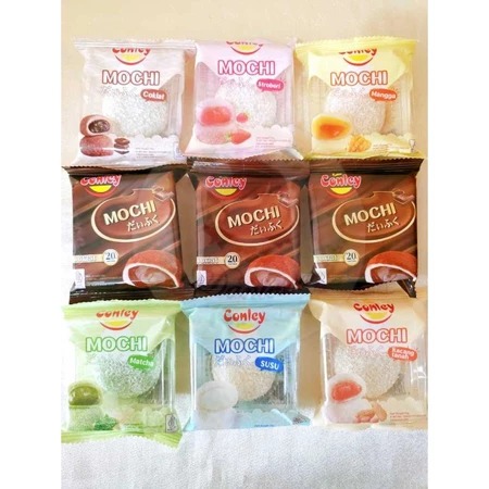 

Deskripsi Produk Mochi Conley 30 gr HALAL Mochi Biasa : Kacang tanah Coklat Stroberi Susu Mangga Matcha Mochi Super : Double Coklat ( Rasa bebas pilih , TULIS DI CATATAN ) Tersedia : ECERAN cek etalase / chat admin pengiriman kena volume & hanya dkem