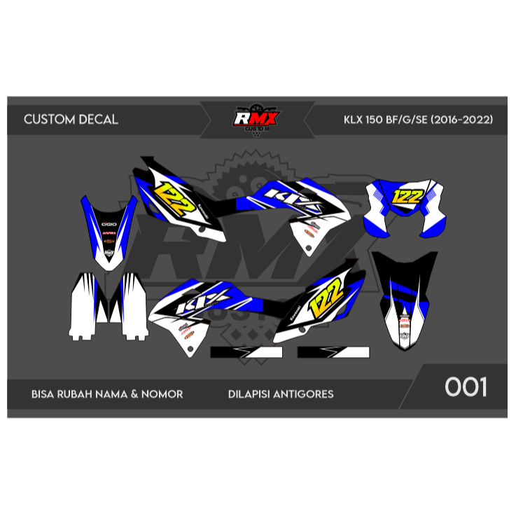 DECAL STICKER KLX BF (001) DEKAL STIKER KLX 150 G/SE/EXTREME/NEW FULLBODY 2016 2017 2018 2019 2020 2