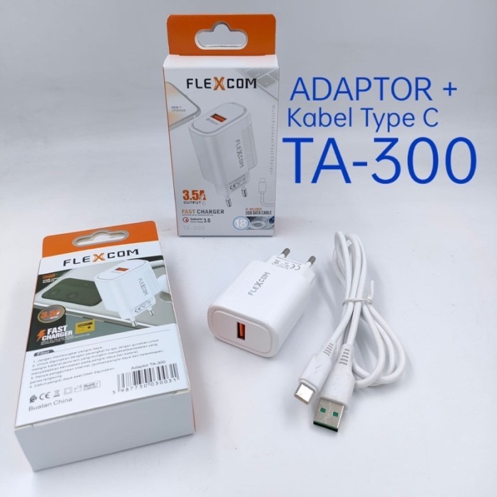 Charger FLEXCOM TA 300 Fast Charing Quick 3.0 Kepala Original wall charger 6A Micro Type C Travel Ch