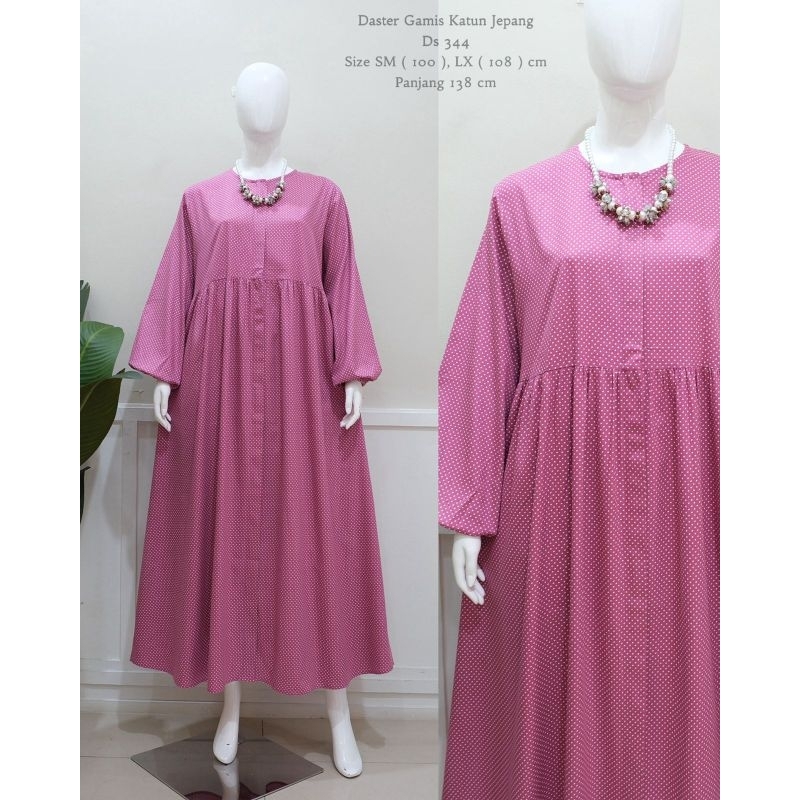 Gamis Katun Jepang Import Motif Polkadot Best Seller / Gamis Wanita Premium Busui Friendly / Dress W
