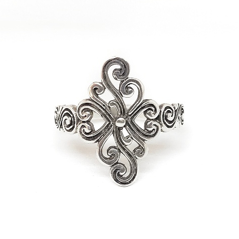 Cincin Ring Perak Silver Bali Ukir Daun Jantung Hati Love Panjang Asli 925 Perempuan Wanita Pria