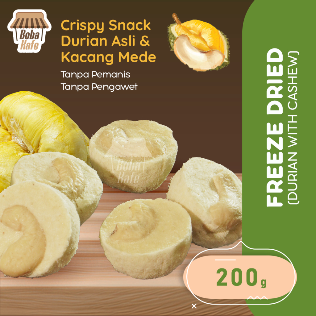 

FREEZE DRIED DURIAN CASHEW – BUAH DURIAN ASLI & KACANG MEDE ASLI