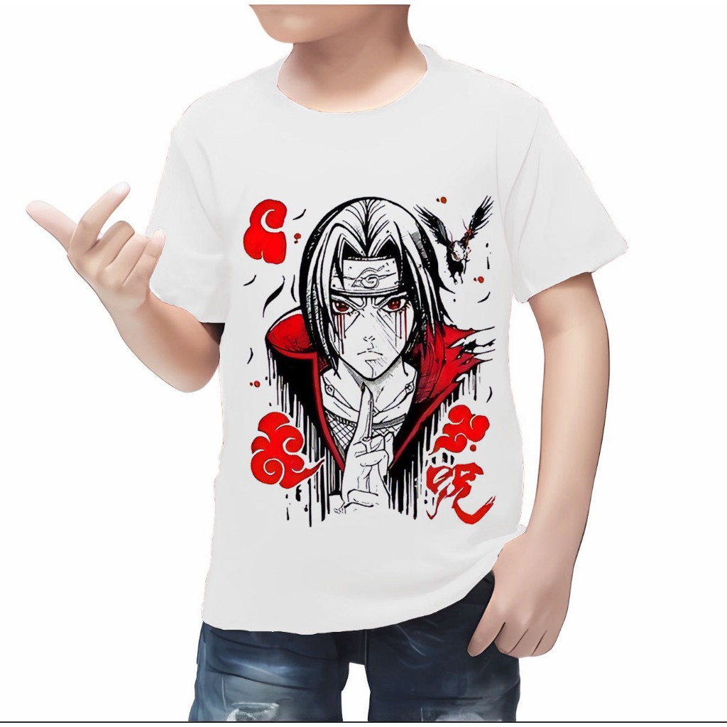 KAOS ANAK DISTRO MOTIF ITACHI UCHIHA NARUTO | ATASAN ANAK LAKI LAKI | BAJU ANAK DISTRO KEKINIAN 24S