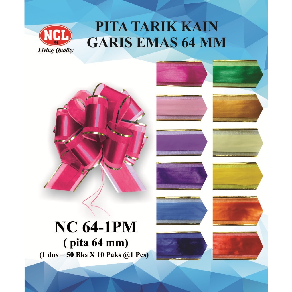 

PITA KAIN GARIS EMAS NC-64-1PM NCL/pita tarik kain garis emas/pita satin list gold
