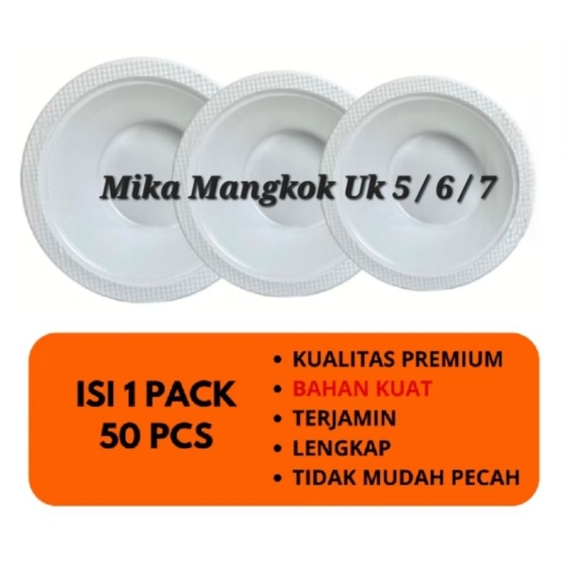 Mangkok Makan Plastik / Mangkok Plastik Mika / Mangkok Plastik Putih Uk M5 / M6 / M7