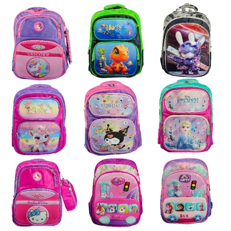 Tas Ransel Sekolah Anak TK SD Karakter Cantik Import Bahan Tebal Dan Bagus