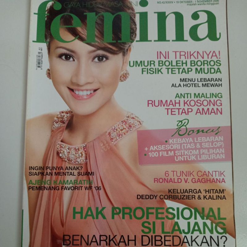 Majalah Femina Tahun 2006 Cover Kemenangan Ajeng Kamaratih