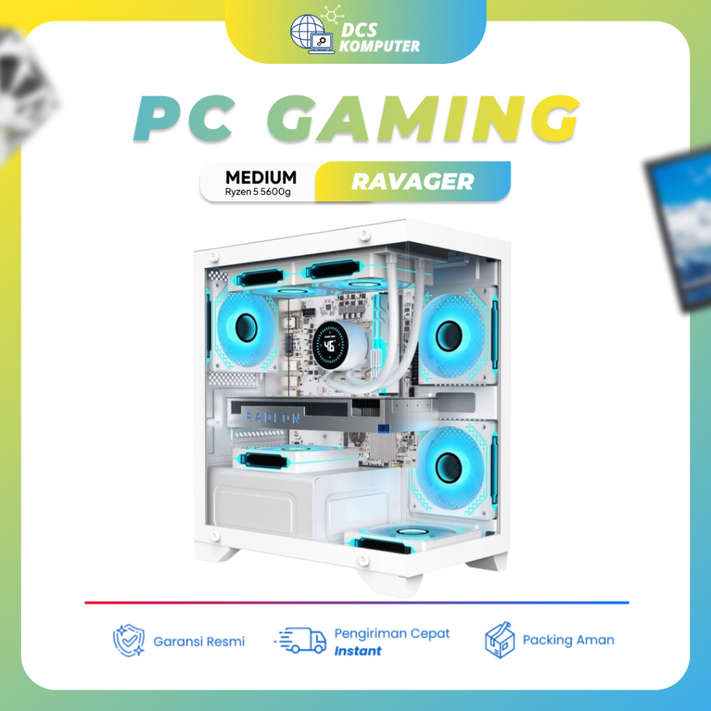 PC RAKITAN AMD RYZEN 5 5600G MOBO B550 RAM KINGSTON 16GB DDR4 3200Mhz - FULL WHITE CPU ONLY | RAVAGE