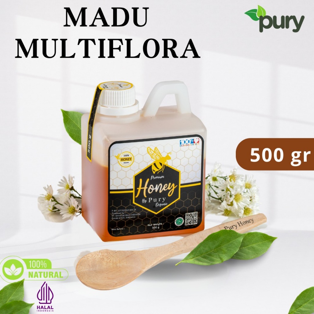 

Pury Honey - Madu Asli - 500 gr - Premium Grade A Madu Murni Madu Asli 100% Tanpa Campuran Raw Honey