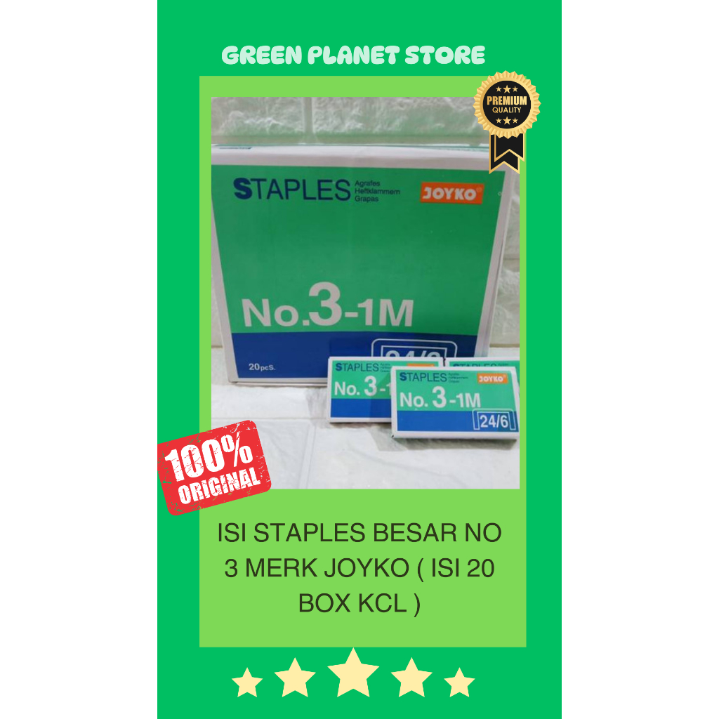 

Isi staples besar No 3 merk Joyko ( isi 20 box kcl )