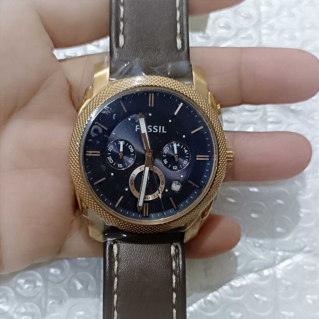 Fossil FS 5075 jam tangan pria original tali kulit Chronograph Brown