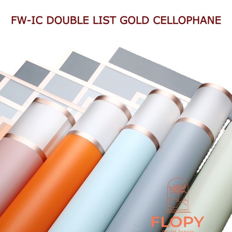 

Hadir Limited 5 pcs FWIC Double List Gold Cellophane kertas bunga tissue bunga FWIC