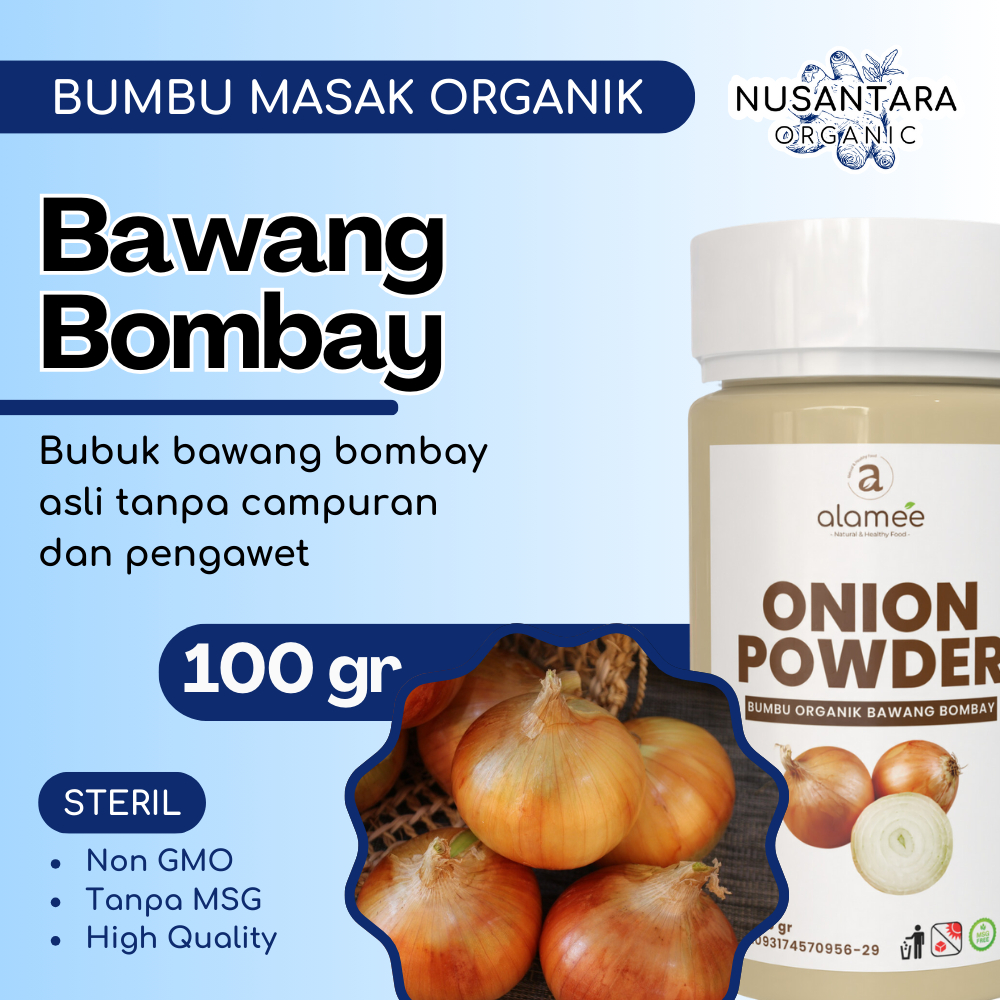 

ALAMEE Bubuk Bawang Bombay Tabur 100 gram Onions Powder Bumbu Masak Dapur Organik Rempah Rimpang
