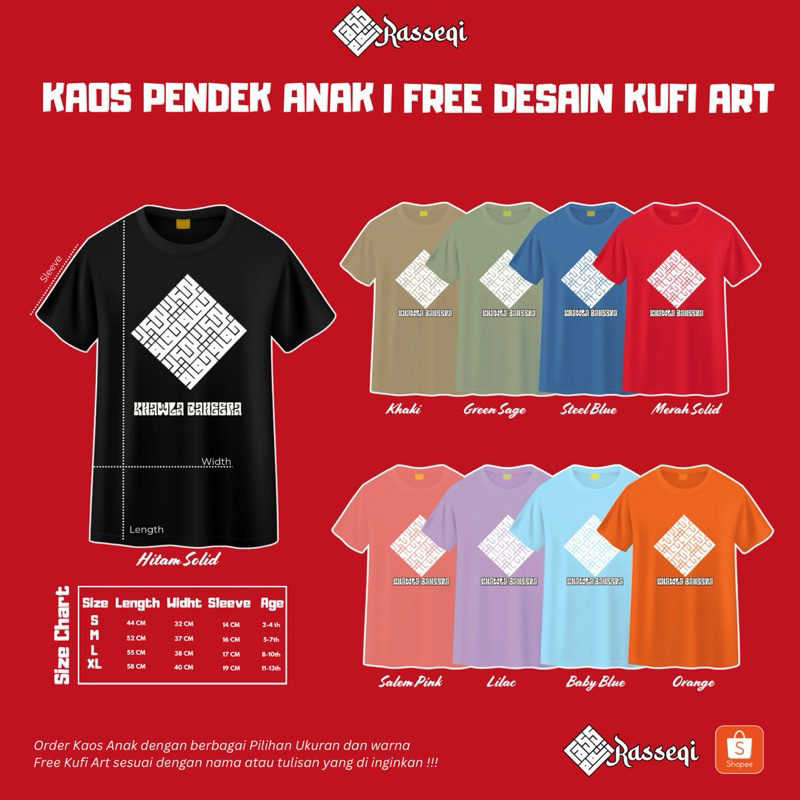 Kaos Anak Costum l Free Kufi Art DTF