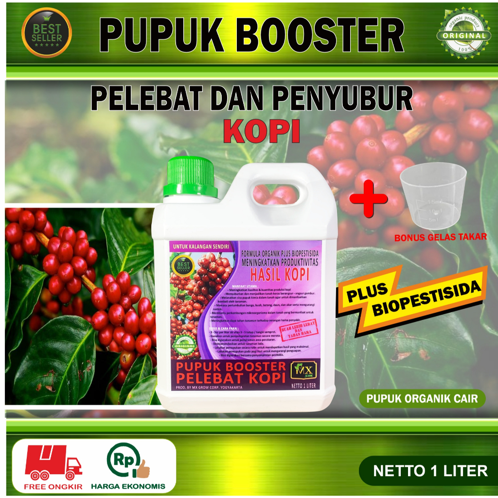 Pupuk Organik Cair Pelebat Penyubur KOPI 1 Liter / Booster KOPI / Pupuk Rabuk KOPI 1 Liter