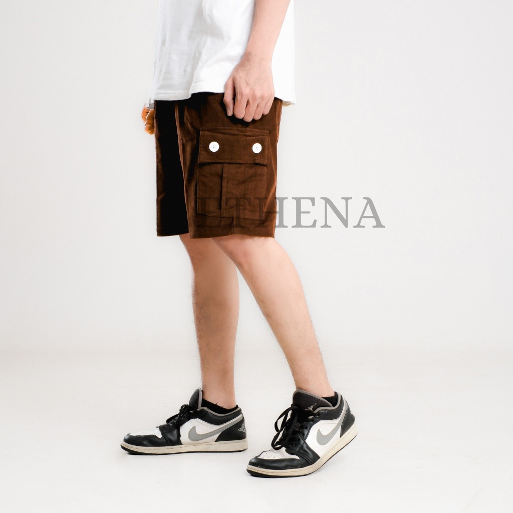 ETHENA - Short pants cargo corduroy pria size jumbo