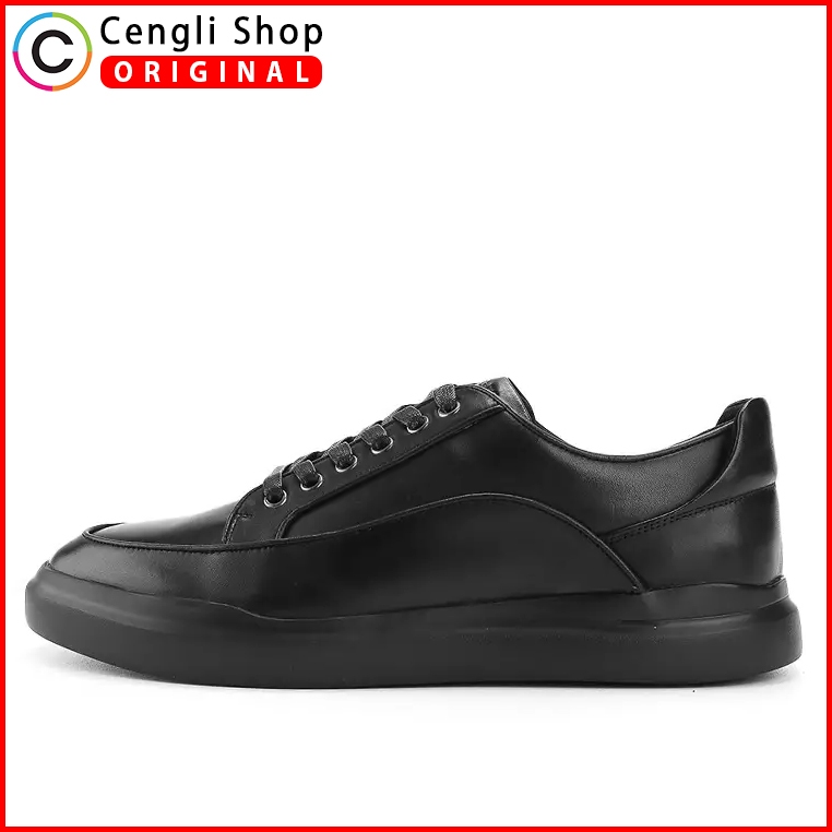 SEPATU OBERMAIN SNEAKER KASUAL PRIA ORIGINAL SNEAKERS CASUAL KETS KULIT ASLI ORI ALL FULL BLACK HITA