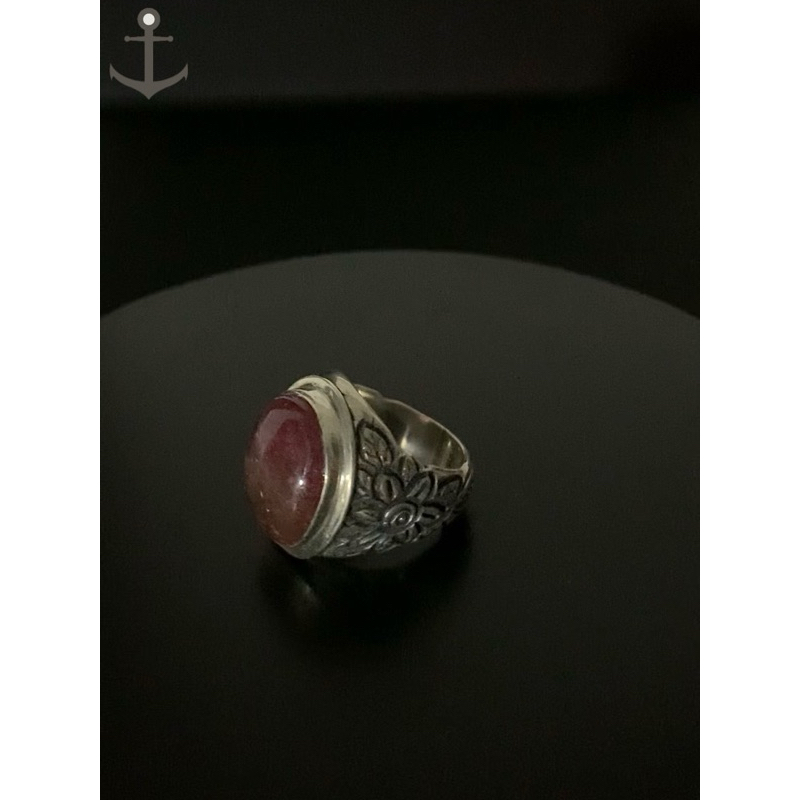 Cincin perak pria silver ring 925 asli dengan batu natural ruby 21,02 gram bersertifikat laboratoriu