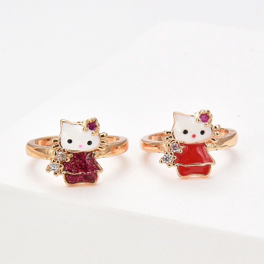 3J Boneka cincin anak wanita tunangan anti karat emas asli tidak luntur korea silver murah polos cou