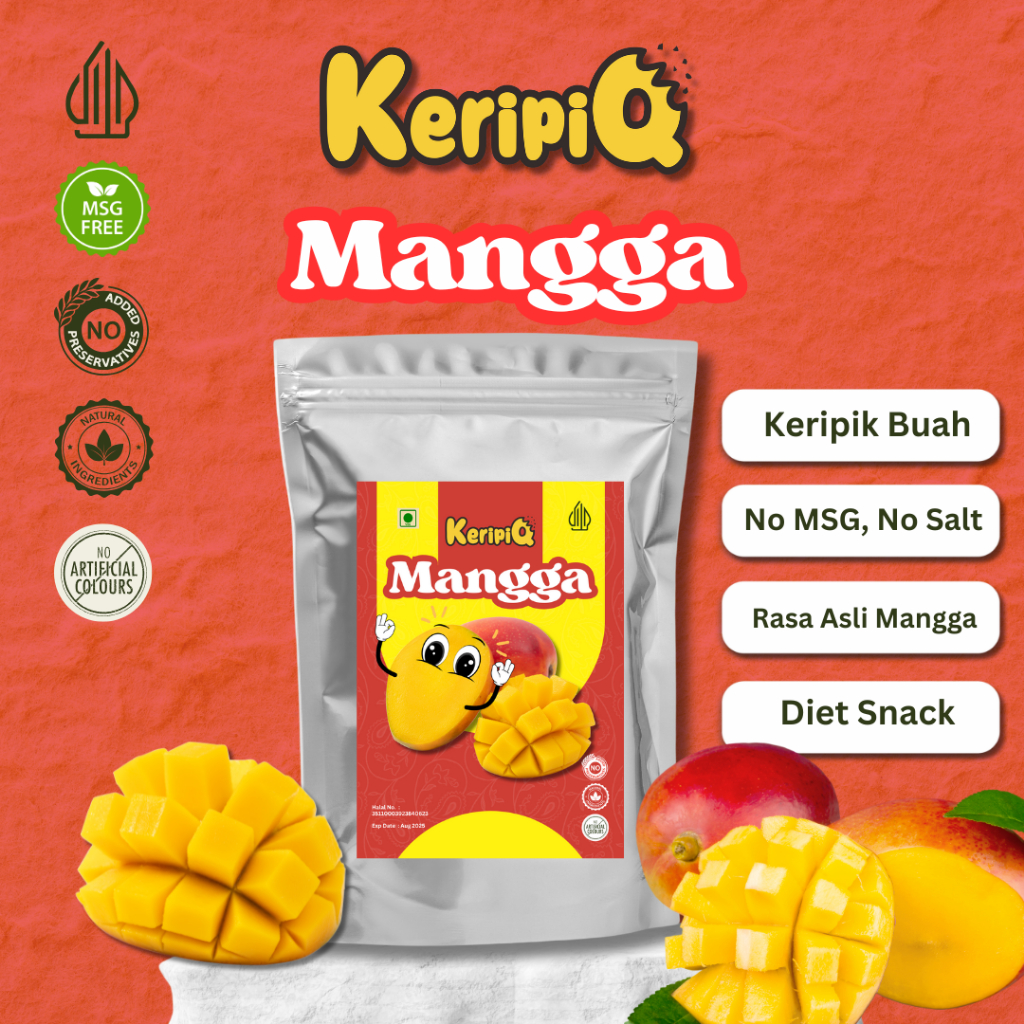 

KeripiQ Mangga 50gr Manis dan Renyah Keripik Buah Camilan Rendah Kalori Tanpa MSG