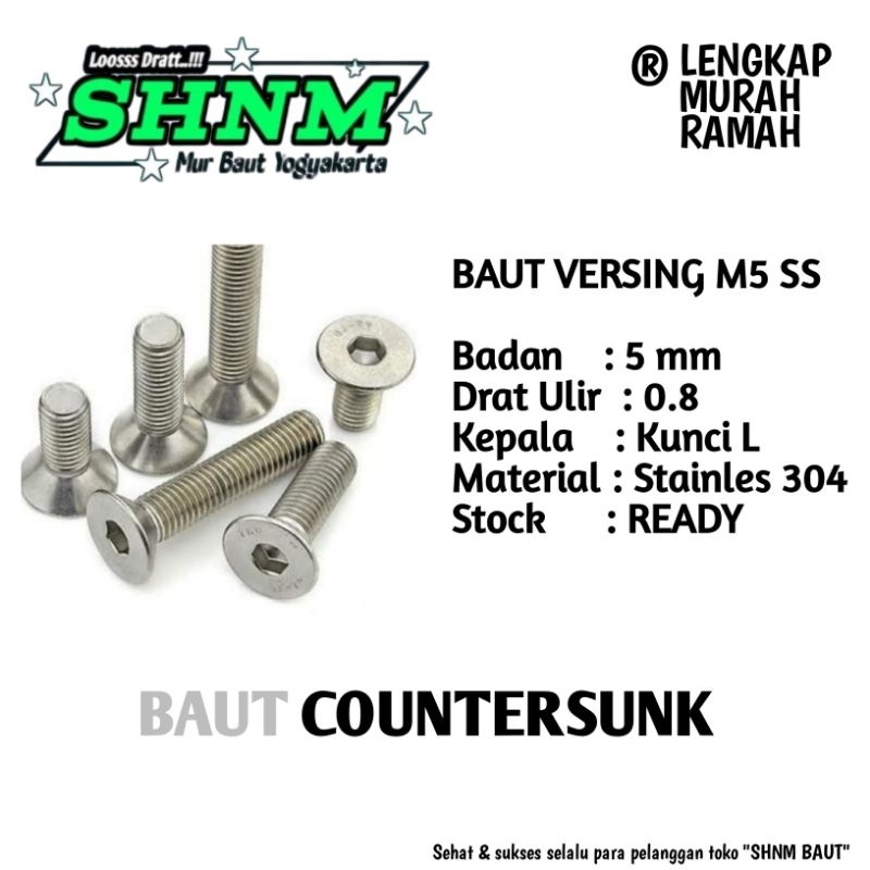 BAUT VERSENG M5X20 STAINLESS COUNTERSUNK