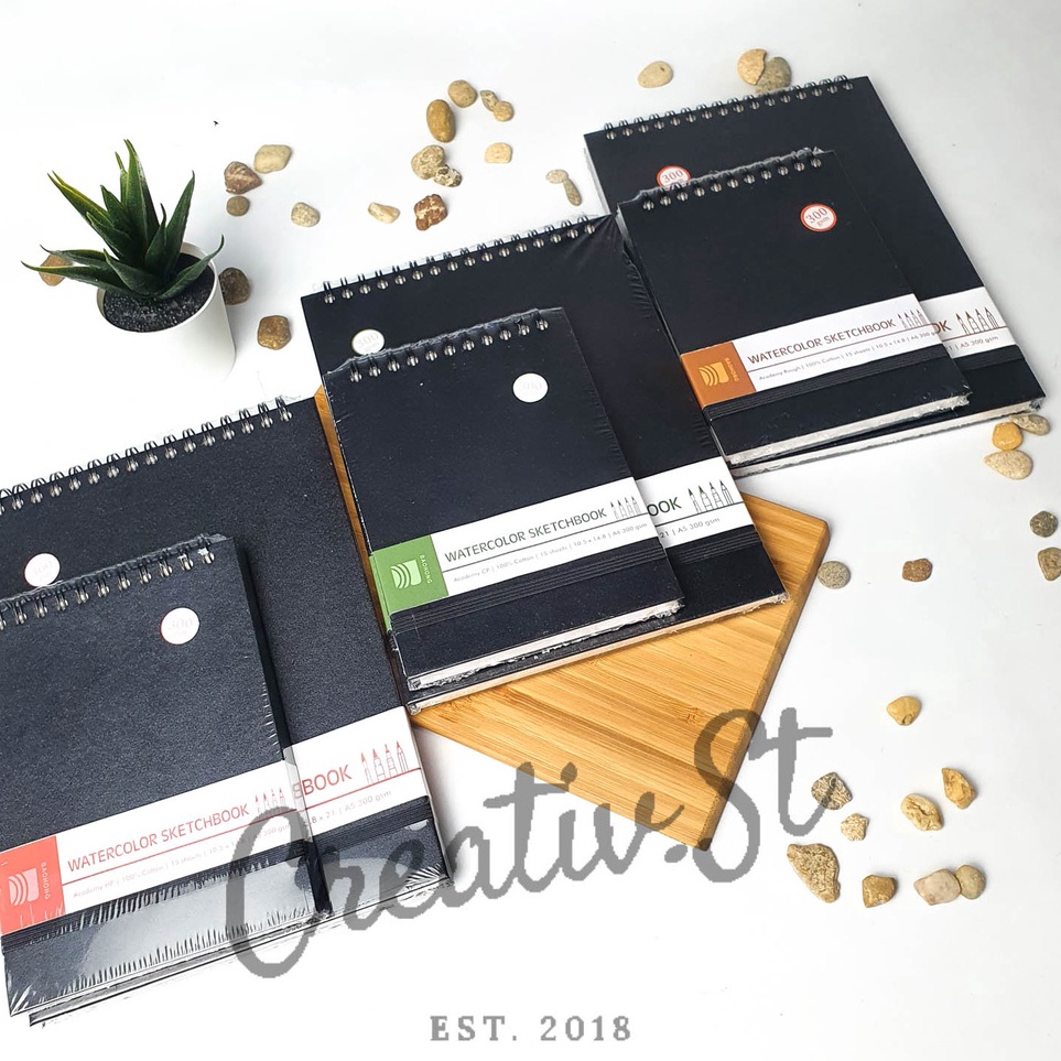 

KODE L62V BAOHONG Academy Waterlor Sketchbook 3 Gsm 1 Cotton A6 A5 Buku Sketsa Lukis Cat Air