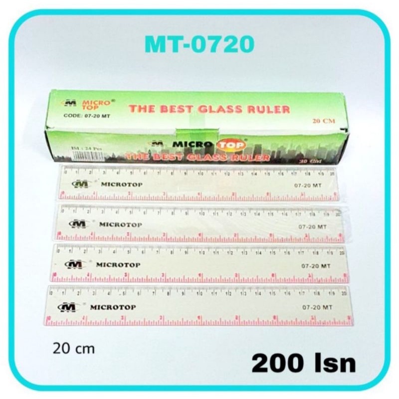 

Penggaris 20 cm Microtop Plastik Bening Transparan Tebal / Alat Tulis Sekolah / Alat Tulis Kantor