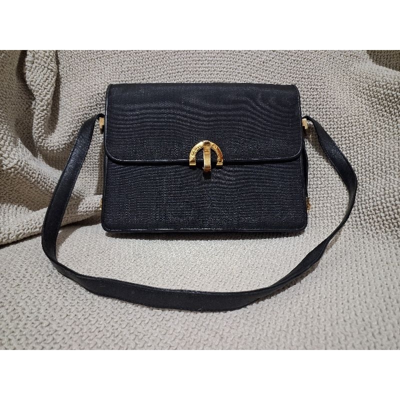 Andrea Carrano  italian black leather & fabric mix Vintage. Perhatikan gambar scr detail