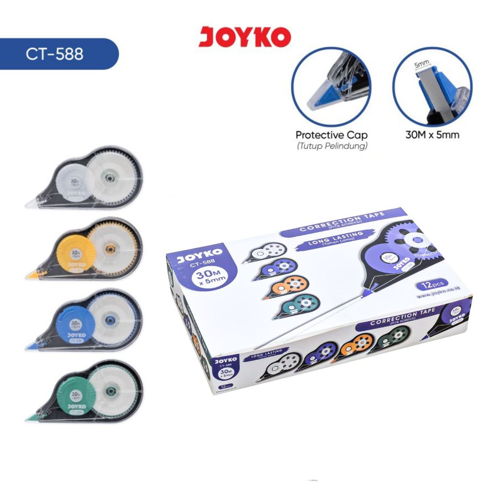 

1 LSN / 12 Pcs Pita Koreksi Correction Tape Joyko CT-588