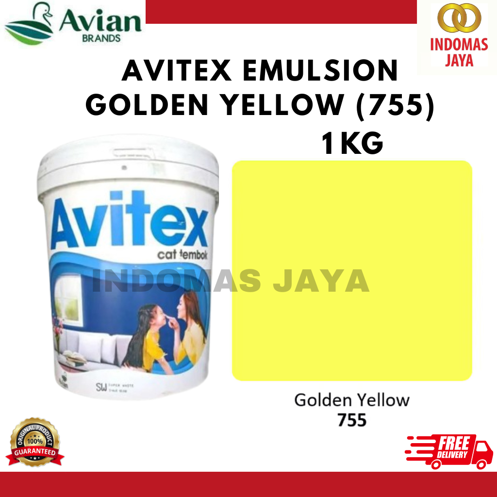 Cat Tembok AVITEX 1KG / CAT AVITEX KILOAN 1 KG GOLDEN YELLOW 755 / AVITEX 1KG GOLDEN YELLOW 755