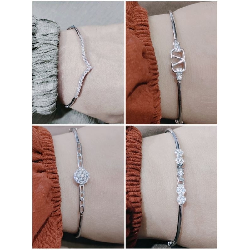 Gelang Perak Krom Emas Putih Aurel Nagita Fuji Silver 925 Asli - Bangle Keroncong Lidi