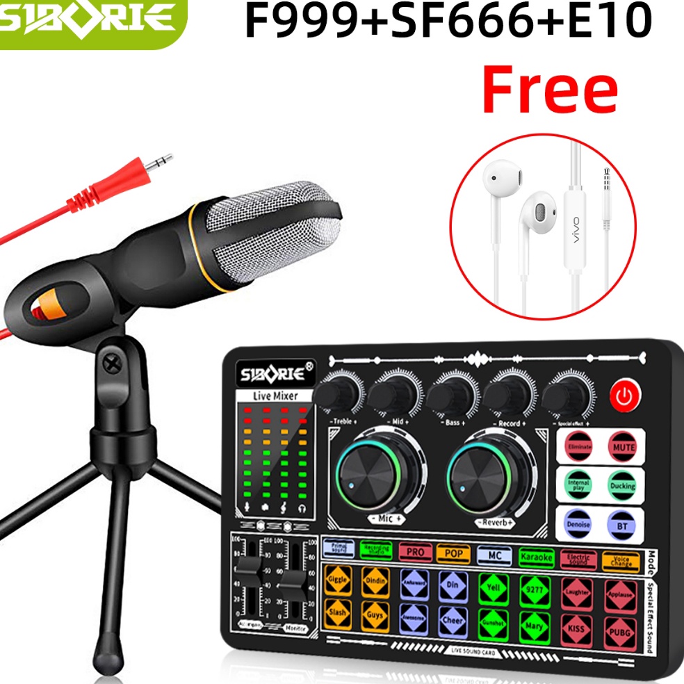 ready Siborie F999 soundcardSF666 mic paket lengkap Full SET 1 Original Siap COD