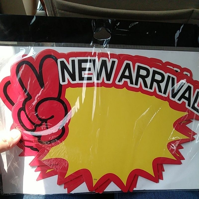 

Label NEW ARRIVAL ukuran jumbo 10lembar kertas penjepit harga jualan