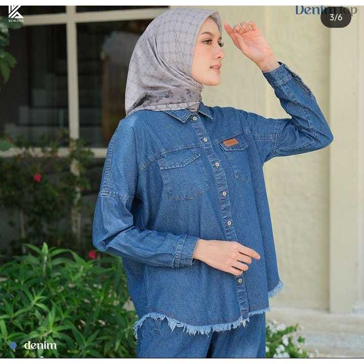Korina Denim Top Atasan Kemeja Premium