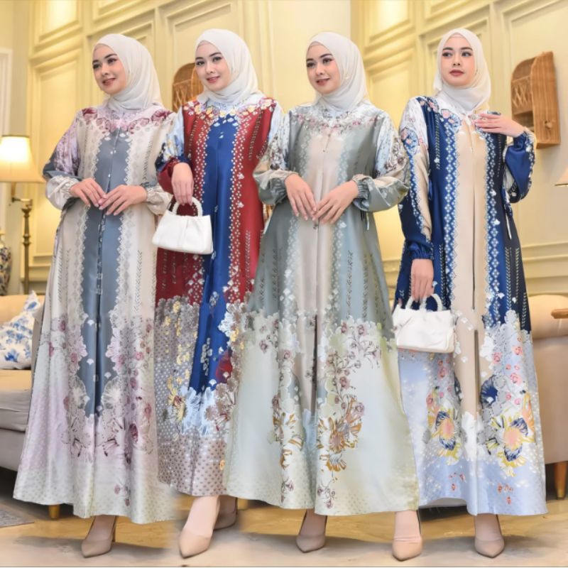 FREE HIJAB GAMIS SILK PREMIUM MOTIF TERBARU READY JUMBO LD 130 // GAMIS  PESTA CANTIK ELEGAN VIRAL K