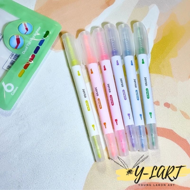 

Joyko Highlighter HL-100-6 Fluorescent Color Dual Tip 6 Warna/Set