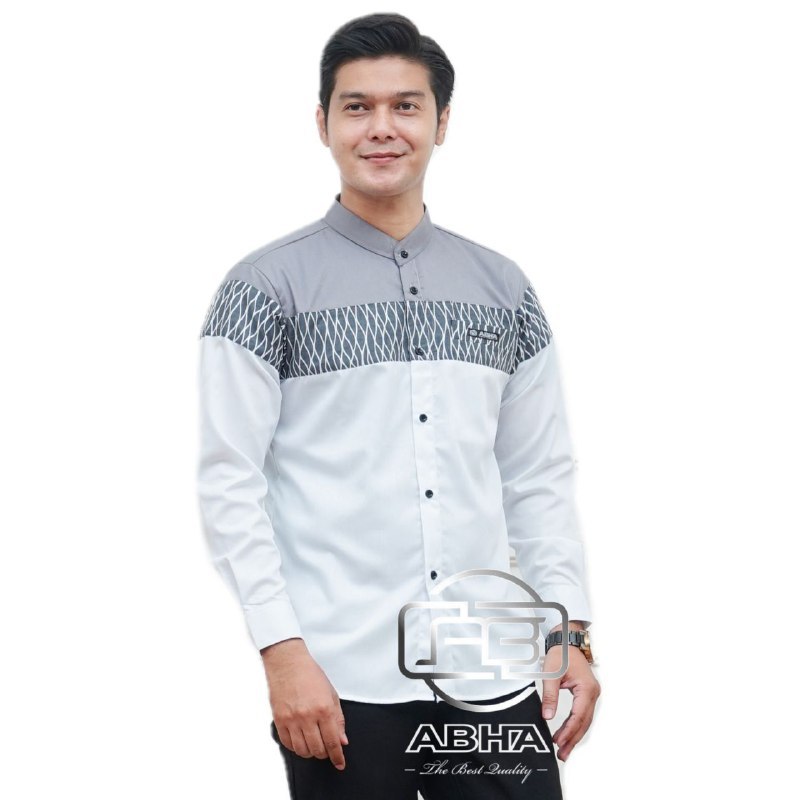 Abha - Baju koko pria lengan panjang - Baju Muslim Dewasa - Baju Hadroh - Motif Sandiko