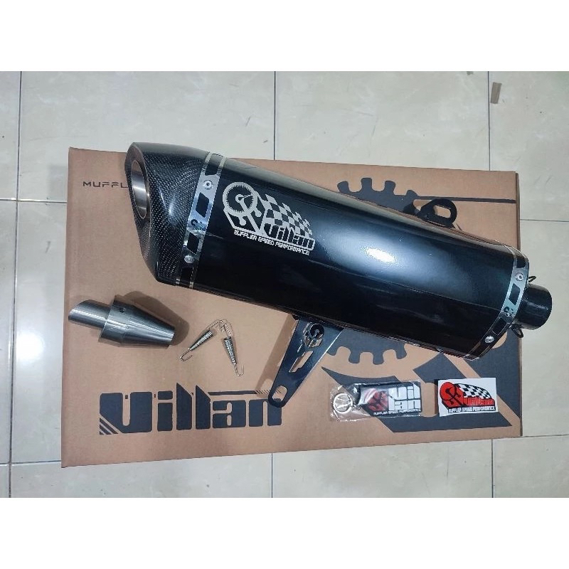 KNALPOT VILLAN MV1 BIG BLACK/SILVER/BLUE SILINCER ONLY FOR XMAX FORZA