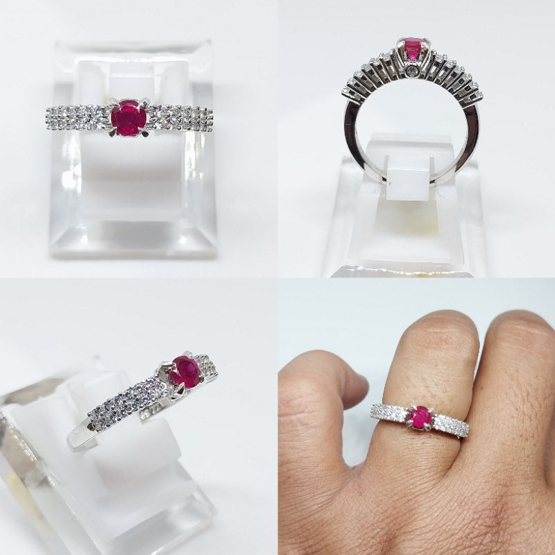 CINCIN WANITA PERAK LZZS 925 MODEL SIMPEL BATU NATURAL RUBY SUPER ASLI ALAM 100% ORIGINAL