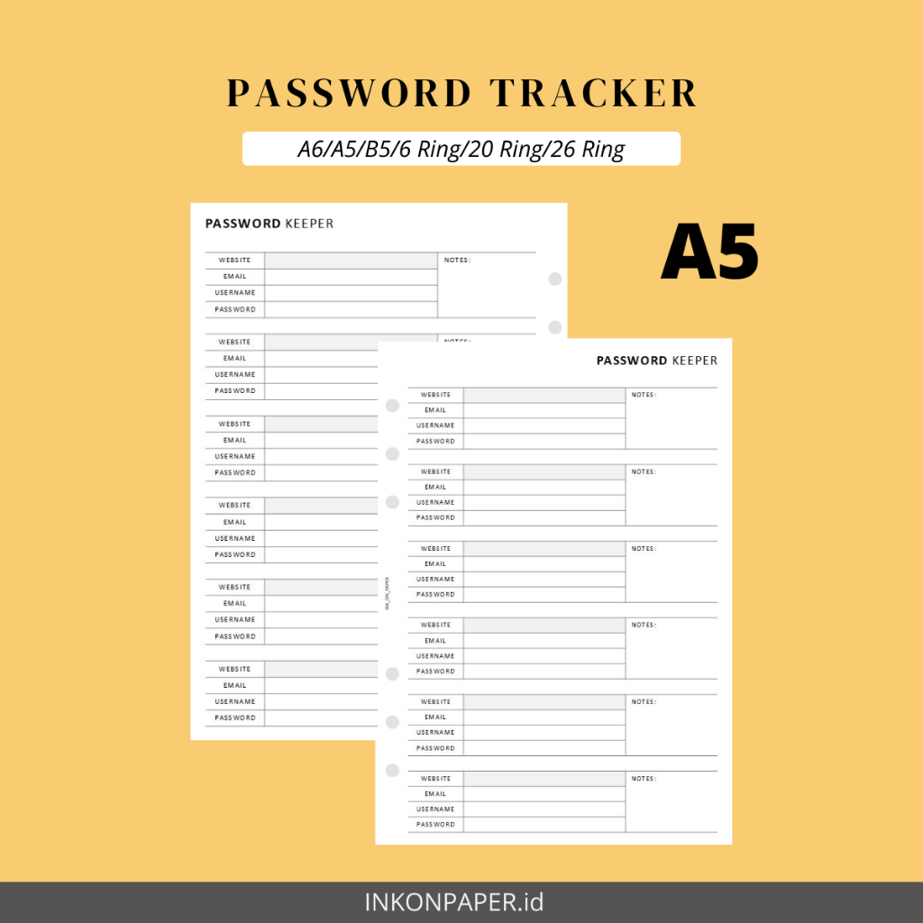 

A5 - Password Tracker, Password Keeper by INK_ON_PAPER