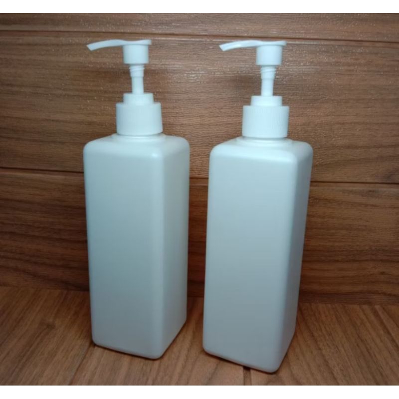 BOTOL PUMP 500 ML/BOTOL KOTAK HDPE/BOTOL PUTIH GLOSSY
