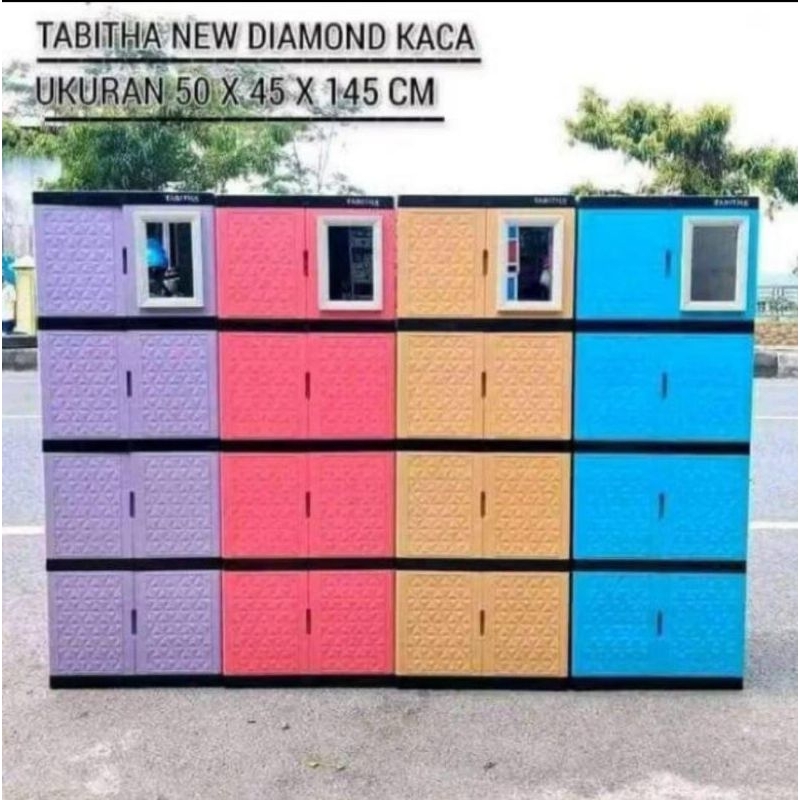 Lemari Tabitha Kaca 4 Susun / Lemari Pakaian Tabitha New Diamond 4 Susun