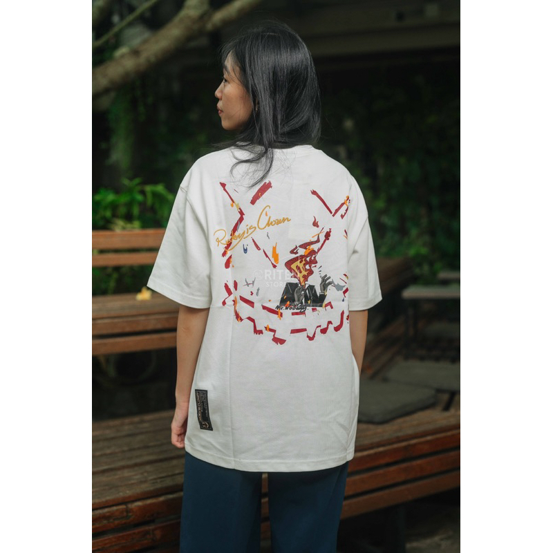 Ricky Is Clown Flame Thug Smiley Tee White Original / Baju Kaos RIC RickyisClown Authentic