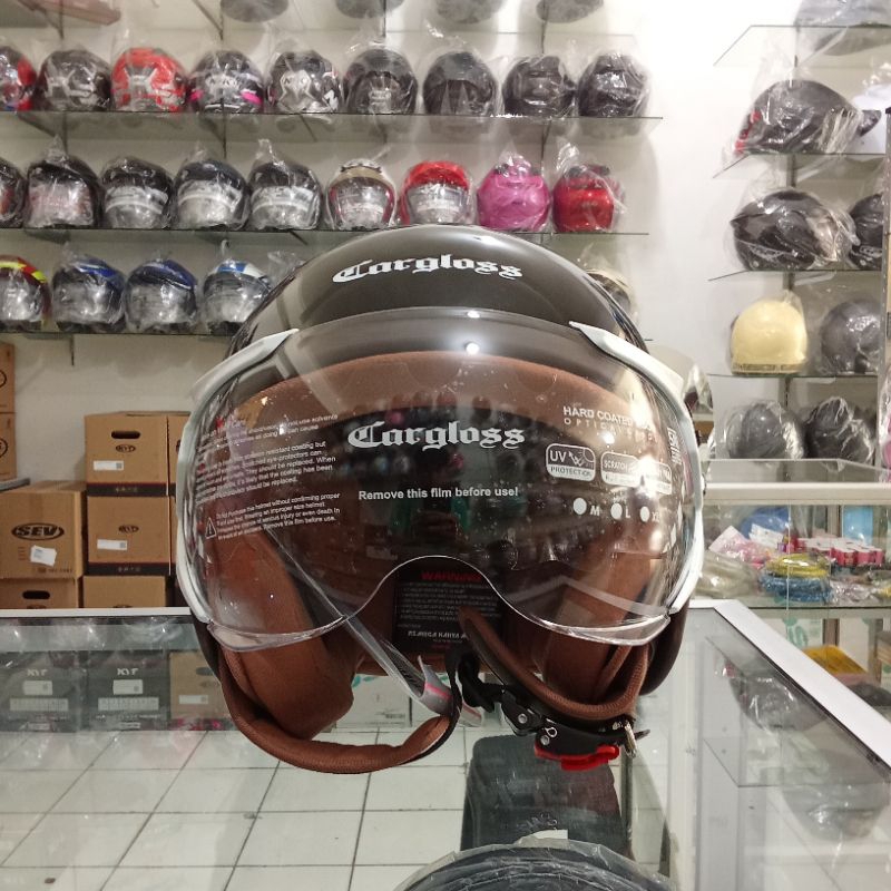 HELM CARGLOSS HIJAB HITAM GLOSS ORIGINAL