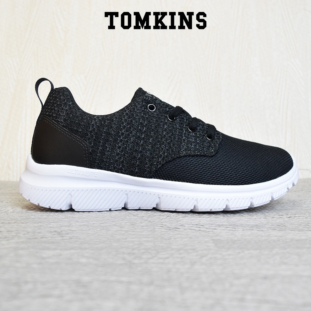 TOMKINS Challengers  Black Grey Sepatu Sneakers Pria