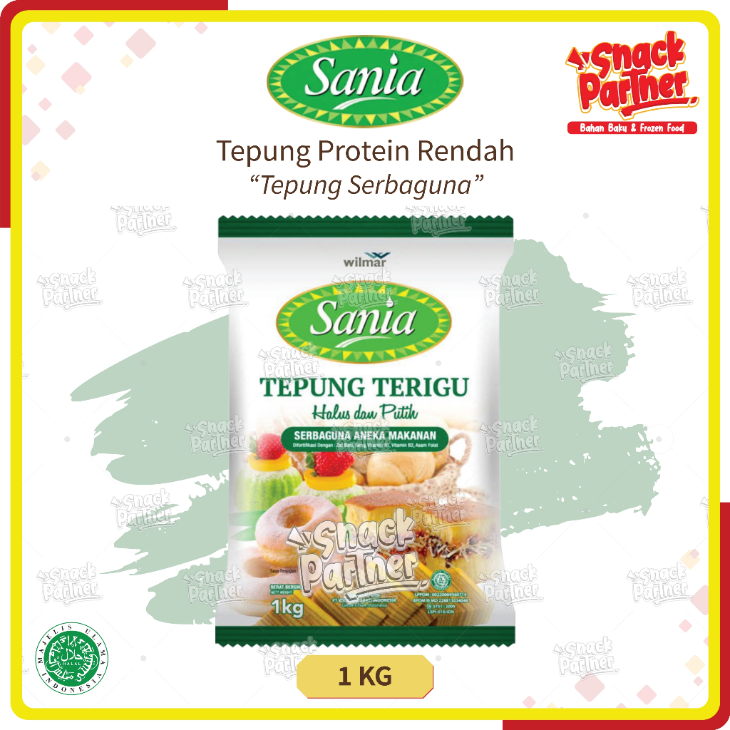 

SANIA | TEPUNG TERIGU 1 KG - Protein Sedang Serbaguna Bogasari 1KG