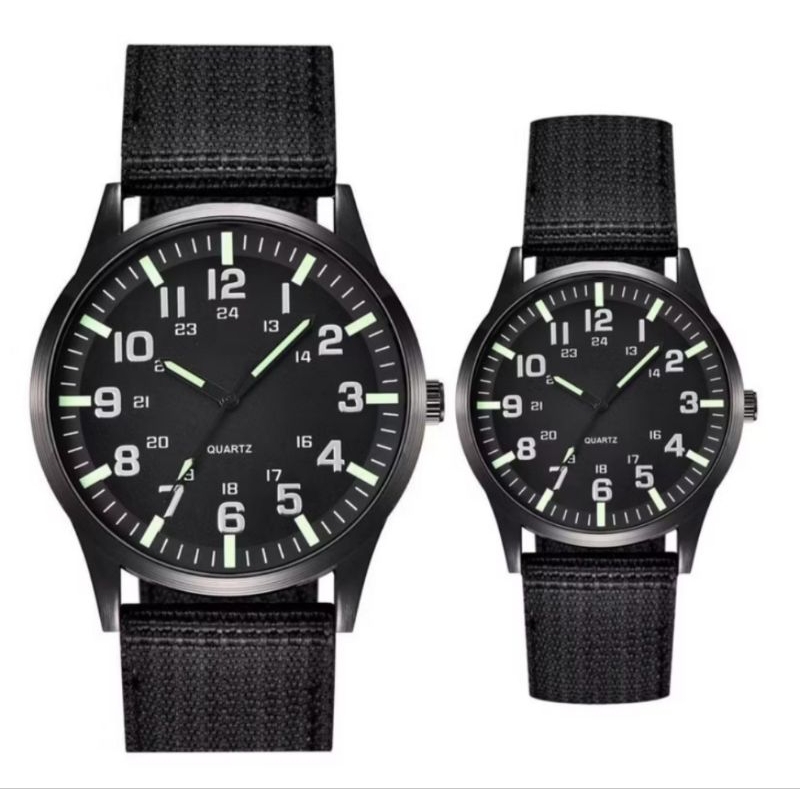 KANVAS JAM TANGAN COUPLE ANALOG TALI KAIN