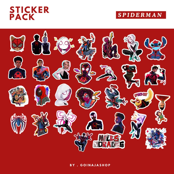 

30 PCS Stiker Spider-Man: Across the Spider-Verse Vinyl Tahan Air untuk Sticker Laptop - Casing - Helm Motor - Tumblr Botol Minum - Buku Diary