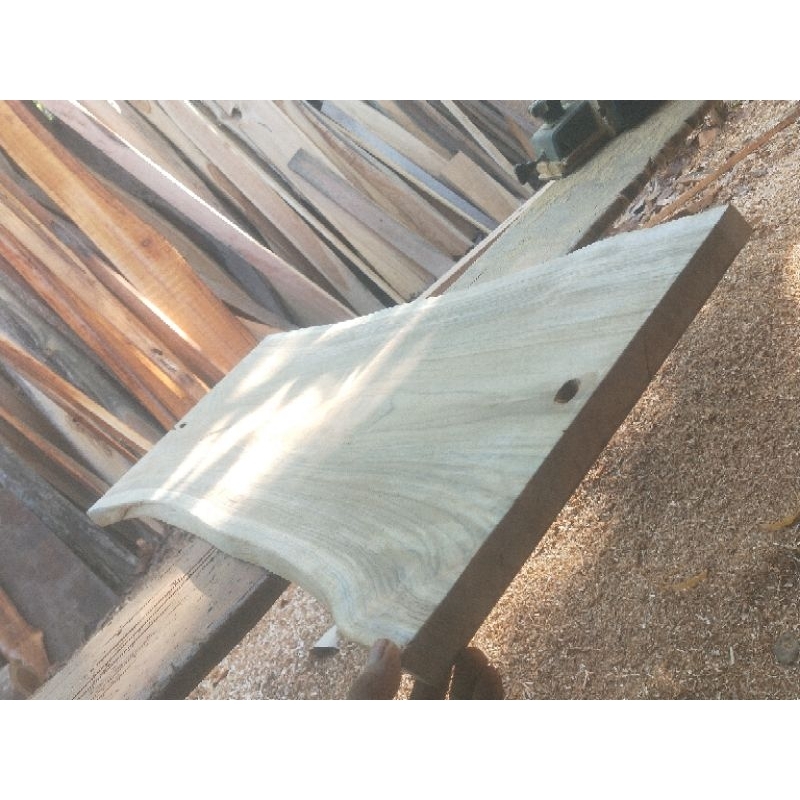 papan kayu jati asli bentuk natural tebal 3cm