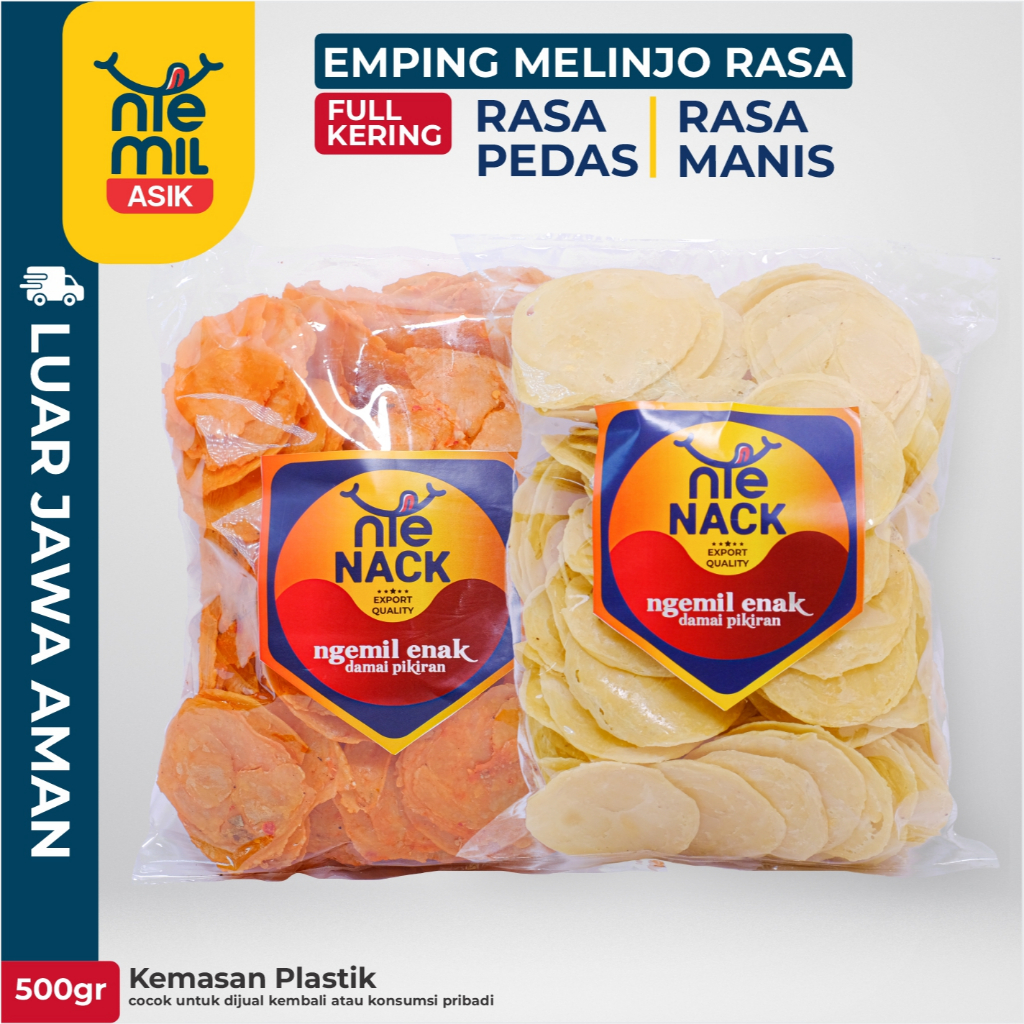 

Emping Melinjo Rasa FULL KERING - Rasa Pedas / Rasa Manis Kemasan Plastik 500gr